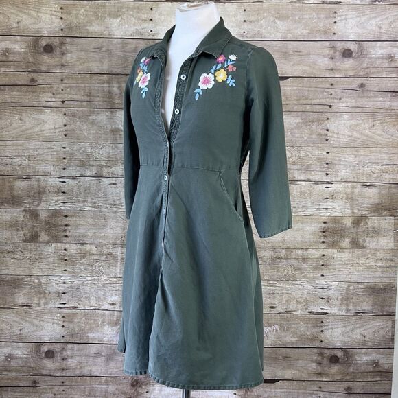 Wonder Nation Sz XL (14-16) Women’s Shirt Drees Used Olive Green - Picture 3 of 15